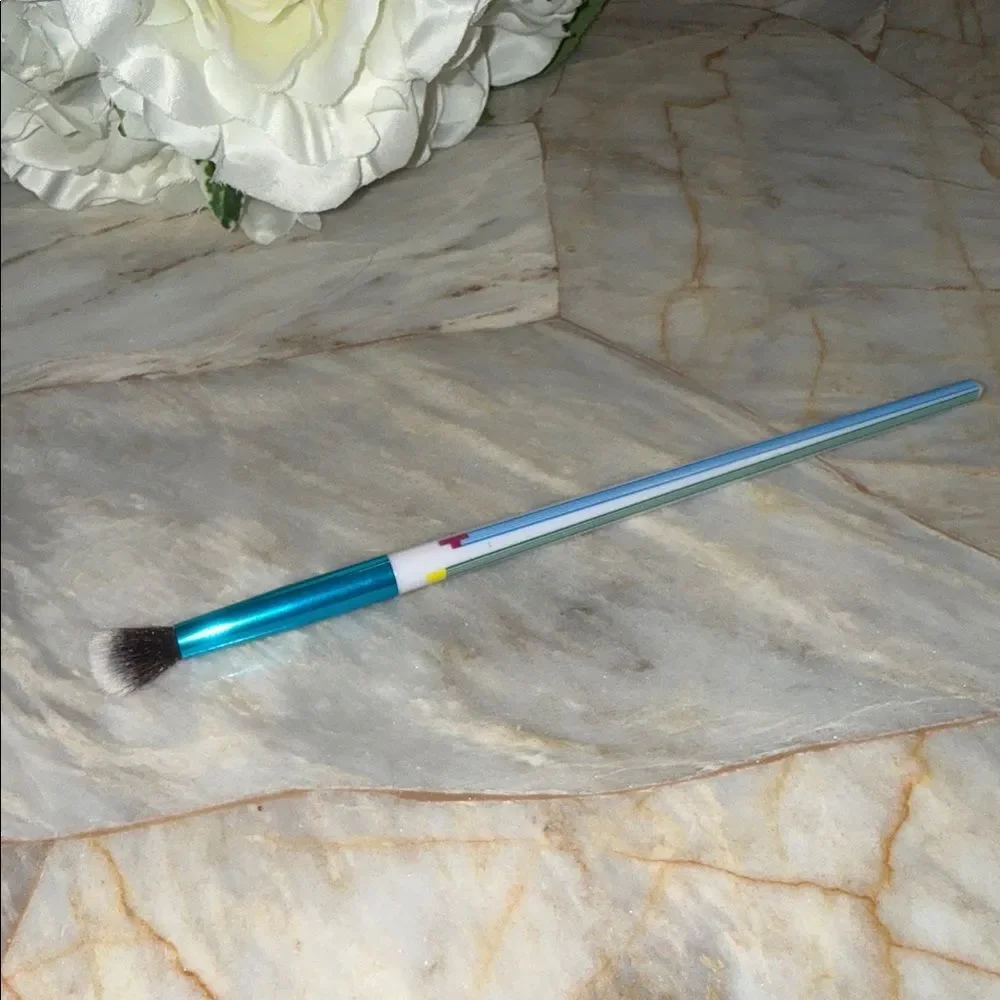 Tarte Eyeshadow Blending Brush Teal Metallic Ferrule Striped Handle